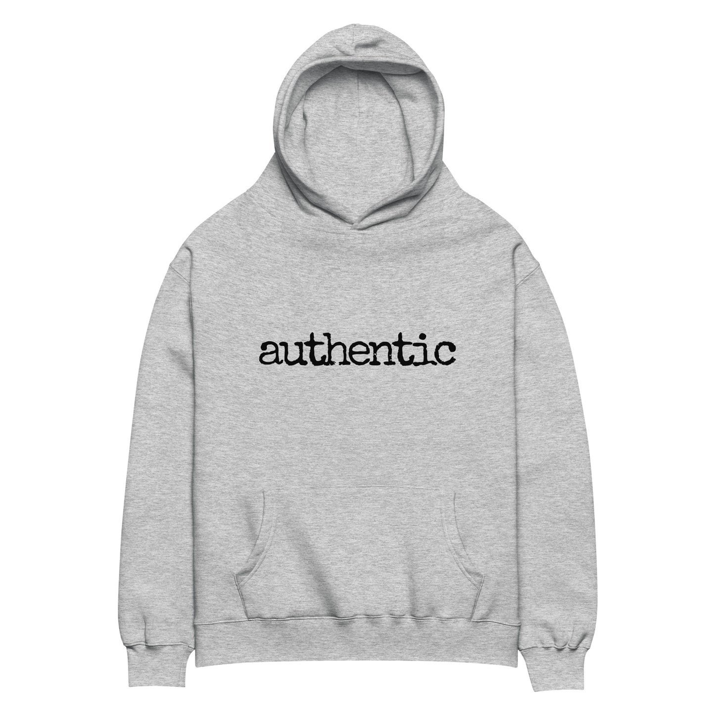 'authentic' printed oversize unisex hoodie - heather grey