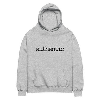 'authentic' printed oversize unisex hoodie - heather grey